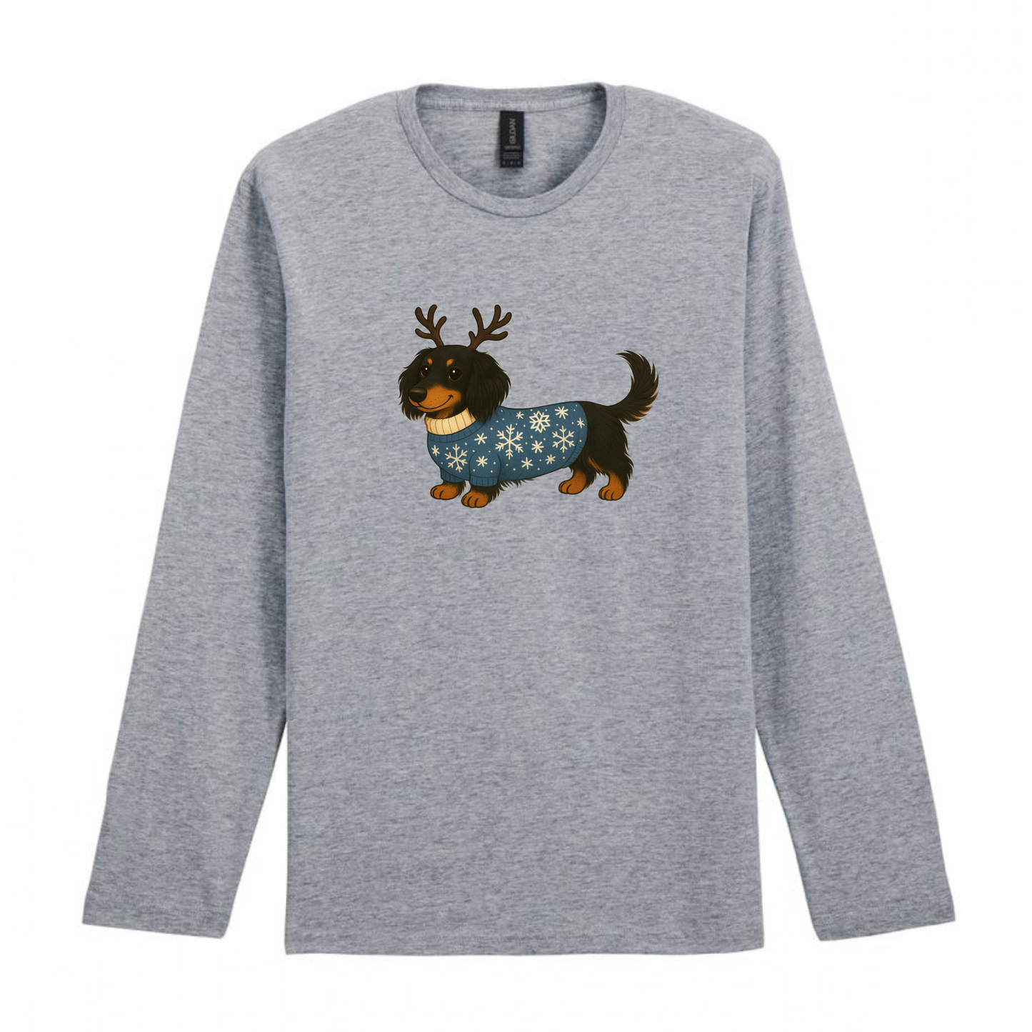 Christmas Dachshunds Grey Long Sleeved T Shirt - 21 Designs to Choose From (Dispatch after 26th Nov)
