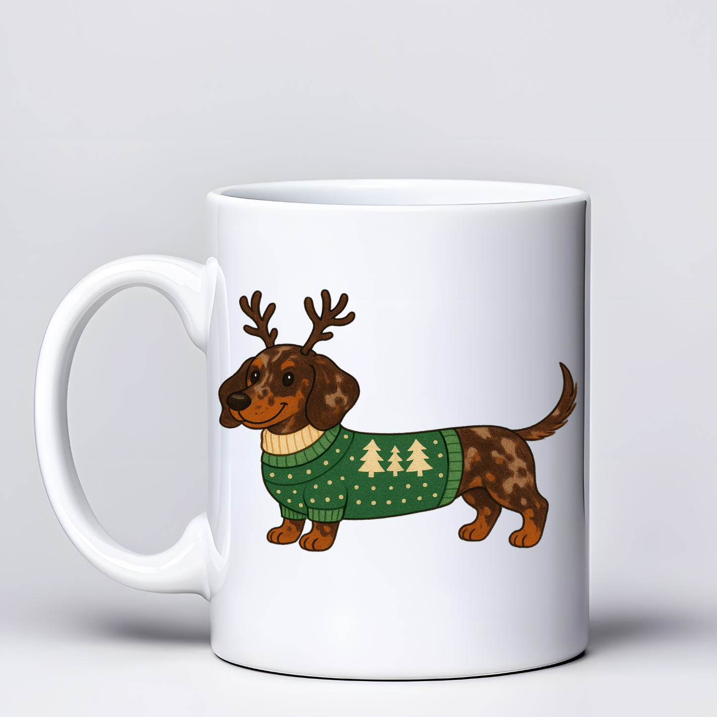 Smooth Haired Dachshund Christmas Mugs - Choice of Colours (Dispatch after 26th Nov)