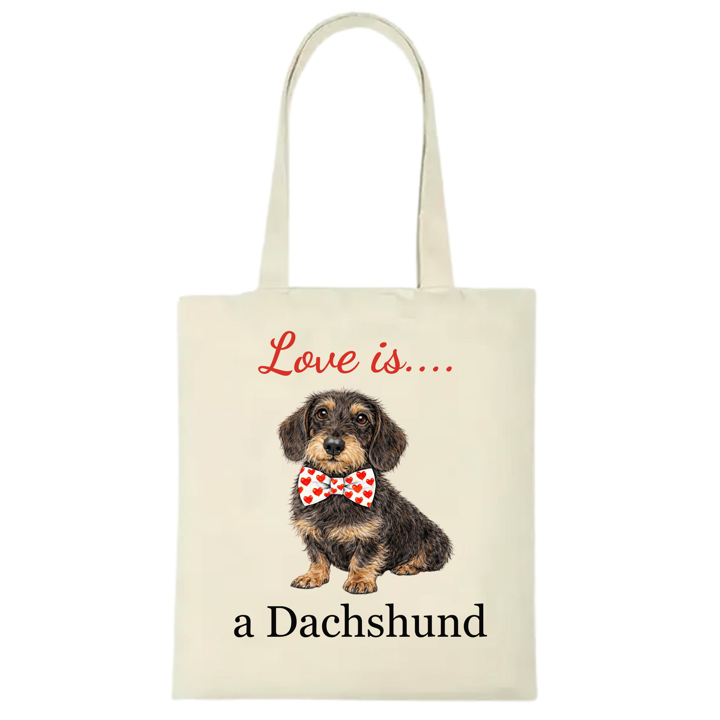 Love is... Personalised Dachshund Tote Bag - 22 options to choose from