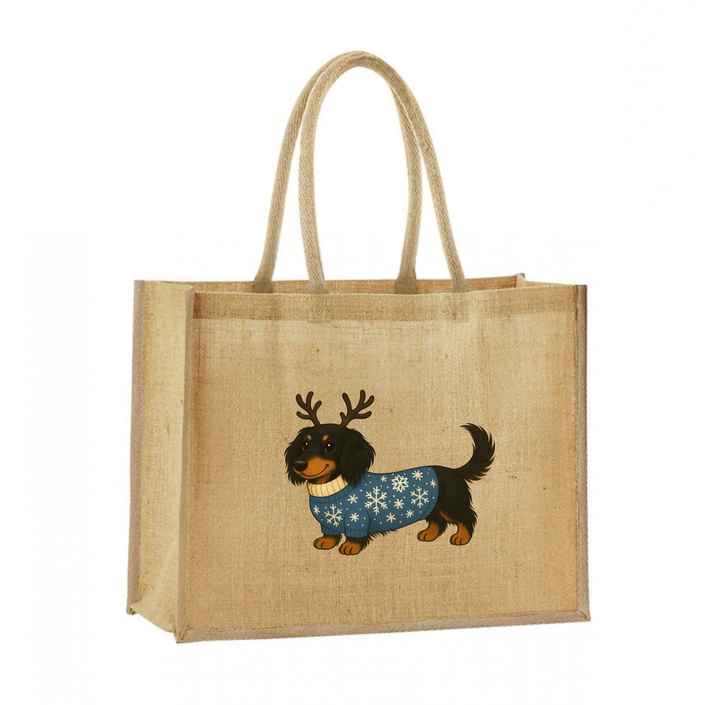 Christmas Dachshund Classic Jute Bag Shopper- 21 Designs to Choose From (Dispatch after 26th Nov)