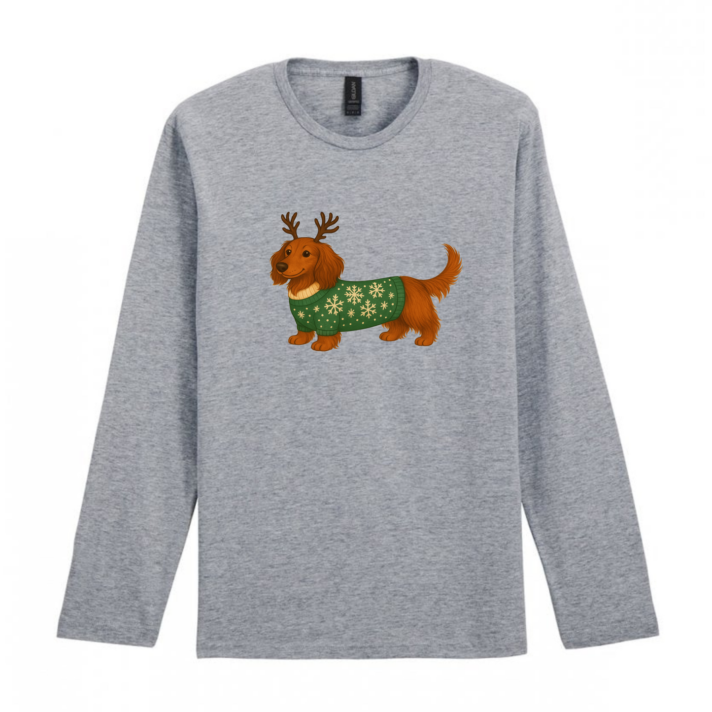Christmas Dachshunds Grey Long Sleeved T Shirt - 21 Designs to Choose From (Dispatch after 26th Nov)