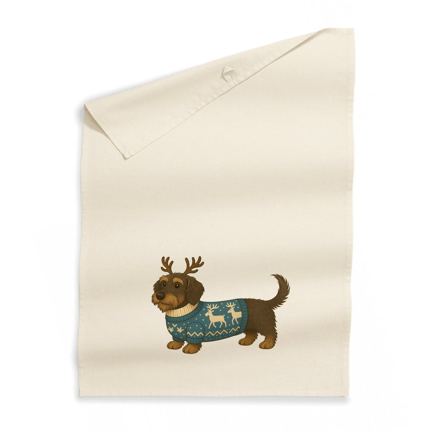 Christmas Dachshund Organic Cotton Tea Towel - 21 Designs to Choose From (Dispatch after 26th Nov)