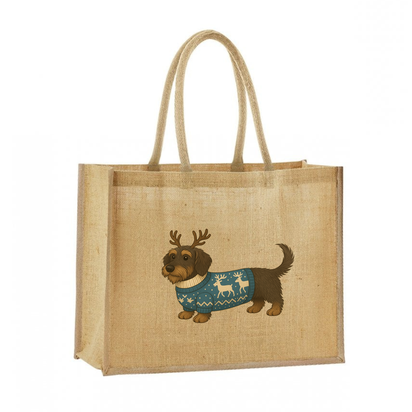 Christmas Dachshund Classic Jute Bag Shopper- 21 Designs to Choose From (Dispatch after 26th Nov)