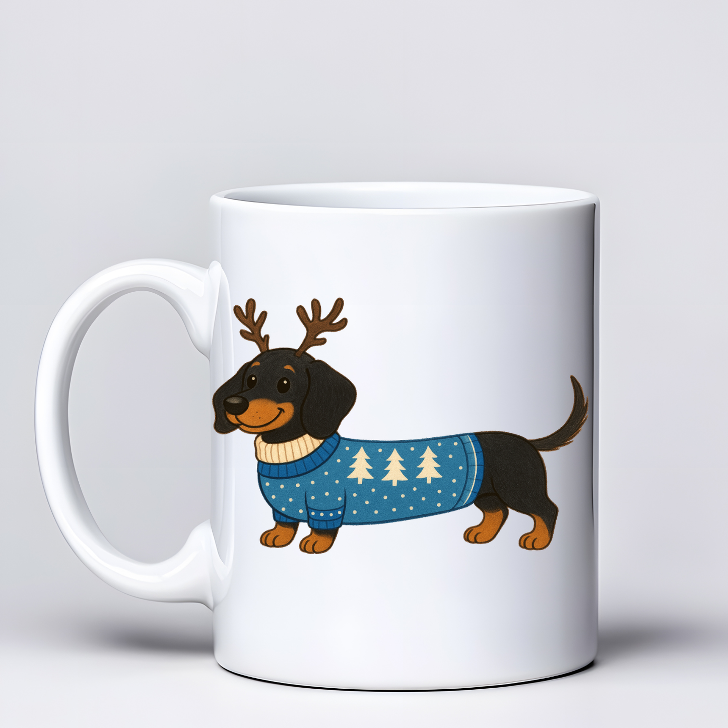 Smooth Haired Dachshund Christmas Mugs - Choice of Colours (Dispatch after 26th Nov)