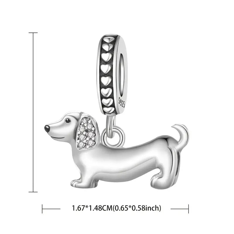 New Style Dachshund Charm - 925 Sterling Silver