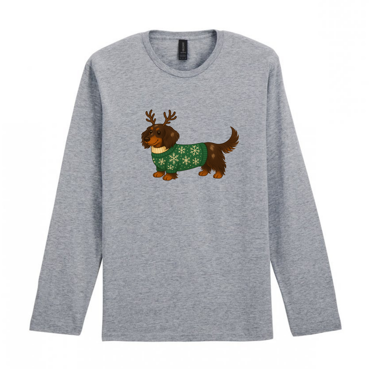 Christmas Dachshunds Grey Long Sleeved T Shirt - 21 Designs to Choose From (Dispatch after 26th Nov)