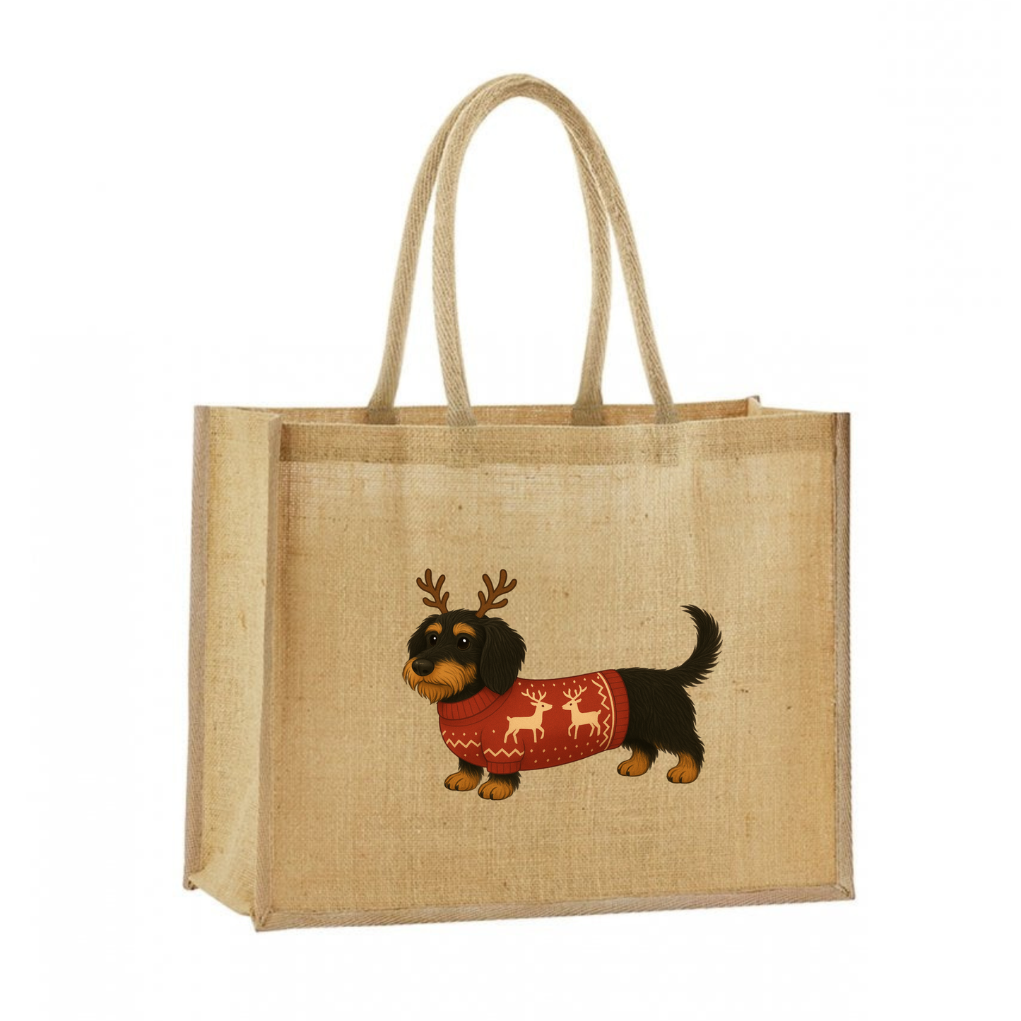 Christmas Dachshund Classic Jute Bag Shopper- 21 Designs to Choose From (Dispatch after 26th Nov)