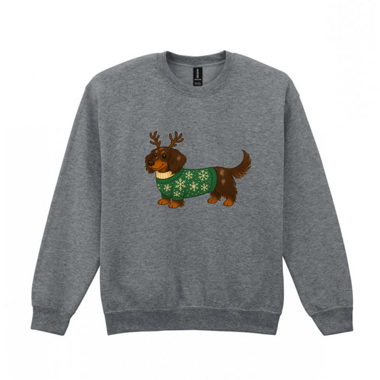 Christmas Chocolate Dapple Long Hair Dachshunds Sweaters - Available in 8 Colours (Dispatch after 26th Nov)