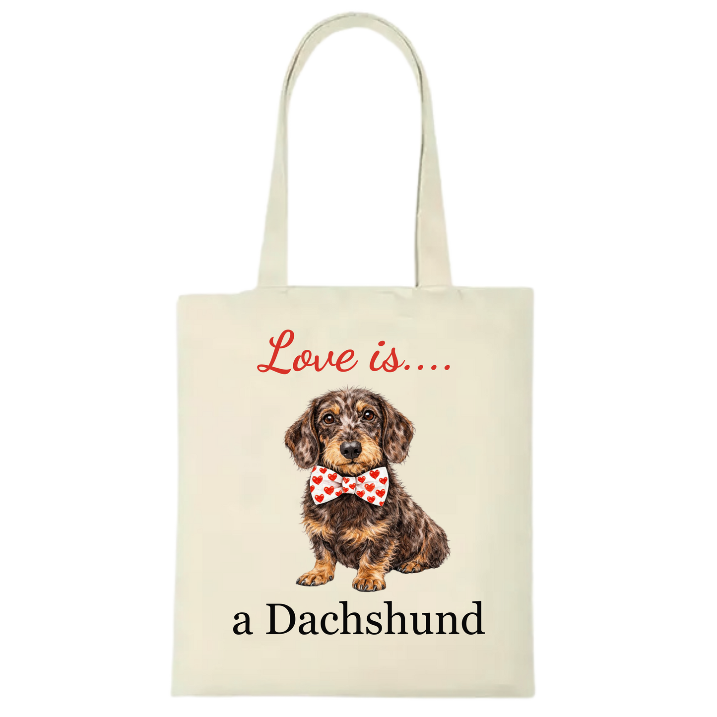 Love is... Personalised Dachshund Tote Bag - 22 options to choose from