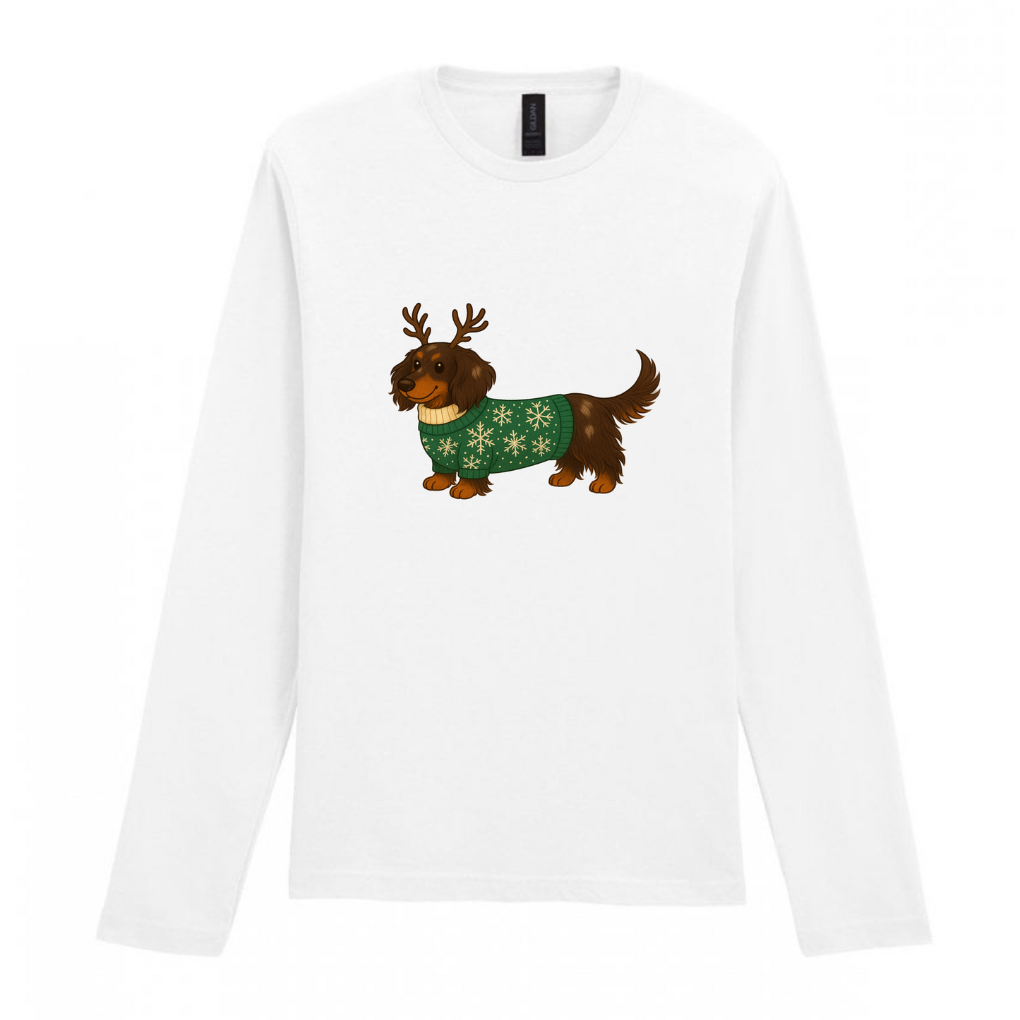Christmas Dachshunds White Long Sleeved T Shirt - 21 Designs to Choose From (Dispatch after 26th Nov)