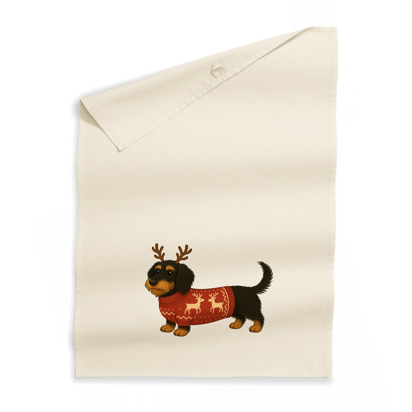 Christmas Dachshund Organic Cotton Tea Towel - 21 Designs to Choose From (Dispatch after 26th Nov)