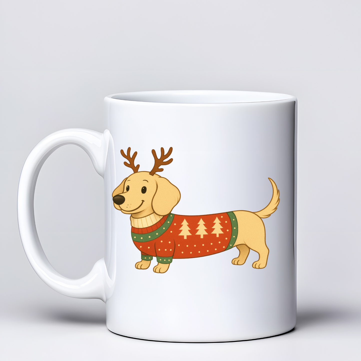 Smooth Haired Dachshund Christmas Mugs - Choice of Colours (Dispatch after 26th Nov)