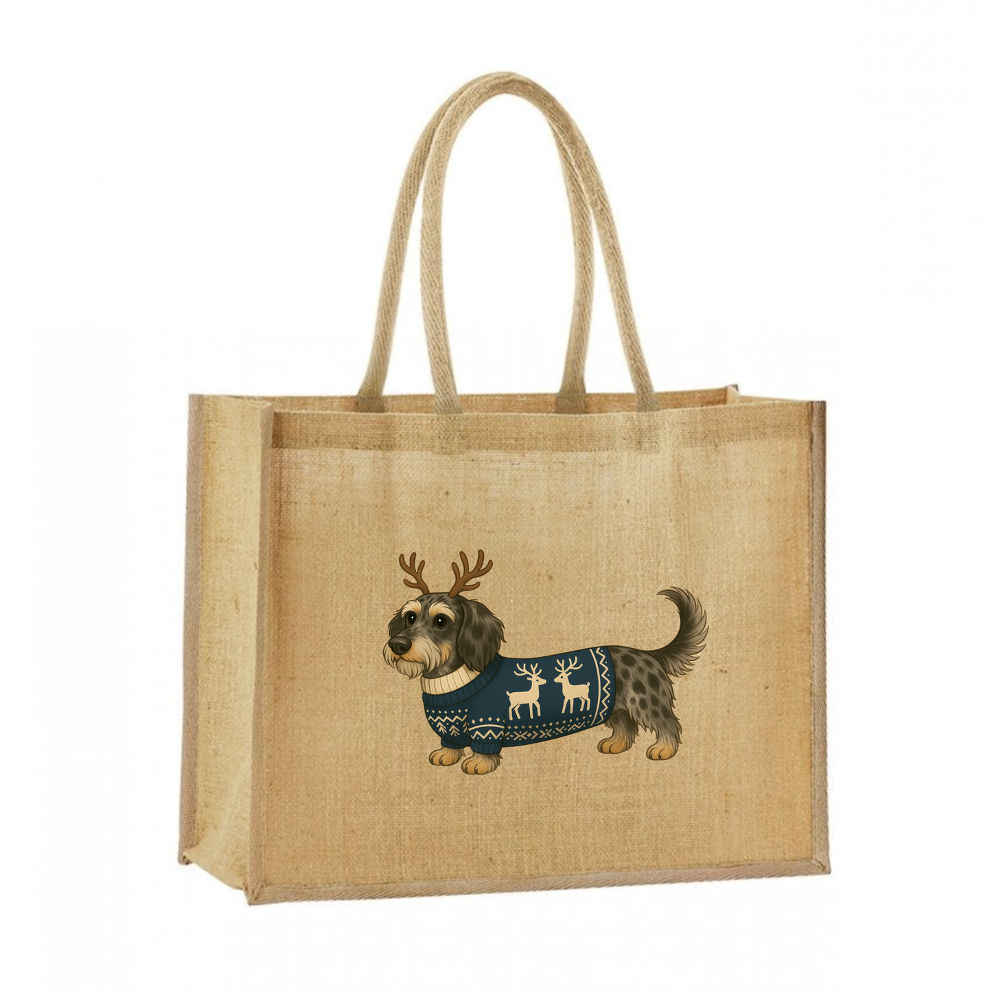 Christmas Dachshund Classic Jute Bag Shopper- 21 Designs to Choose From (Dispatch after 26th Nov)