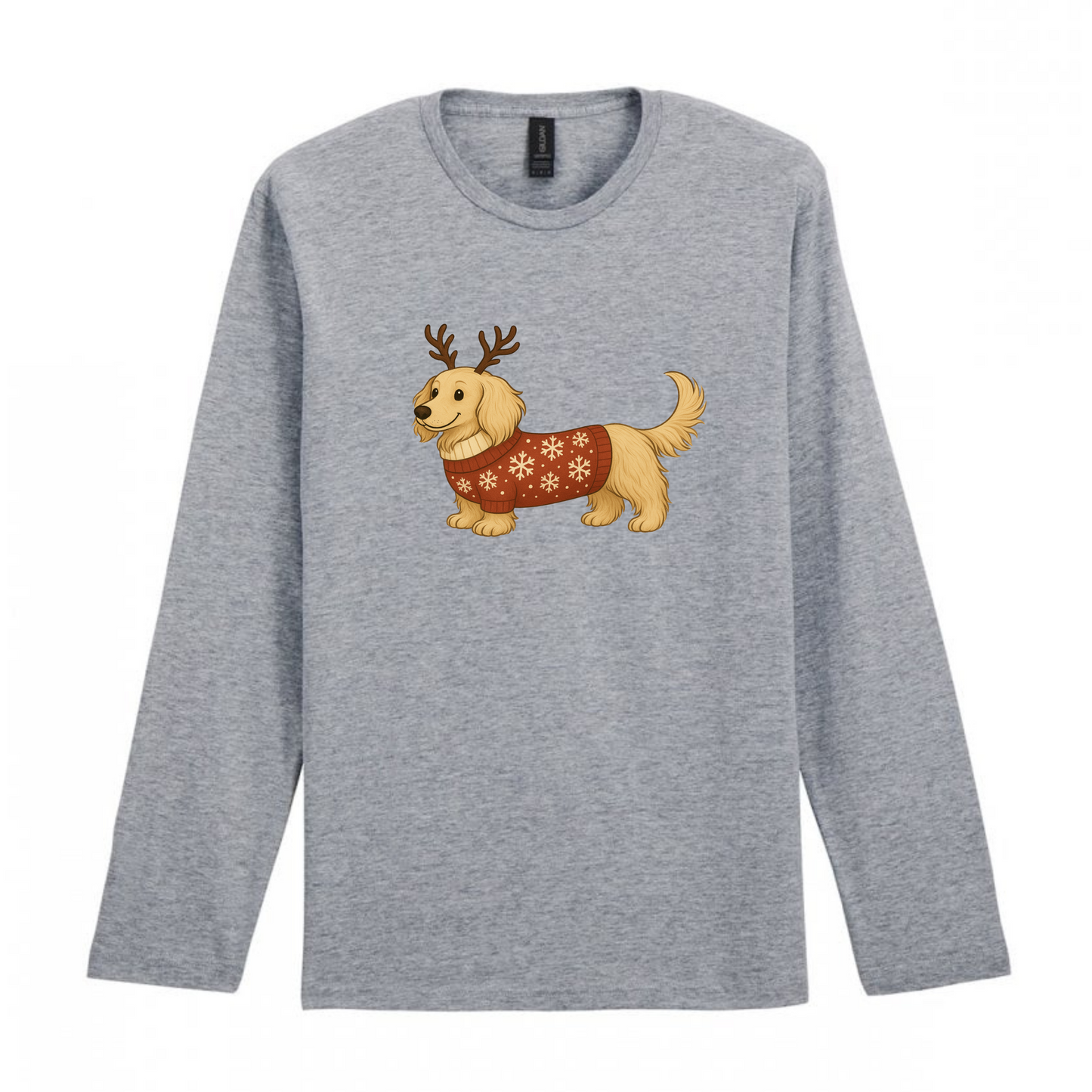 Christmas Dachshunds Grey Long Sleeved T Shirt - 21 Designs to Choose From (Dispatch after 26th Nov)