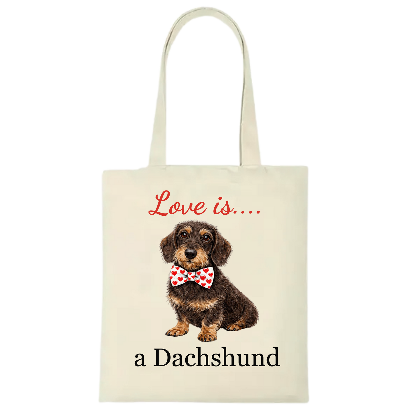 Love is... Personalised Dachshund Tote Bag - 22 options to choose from