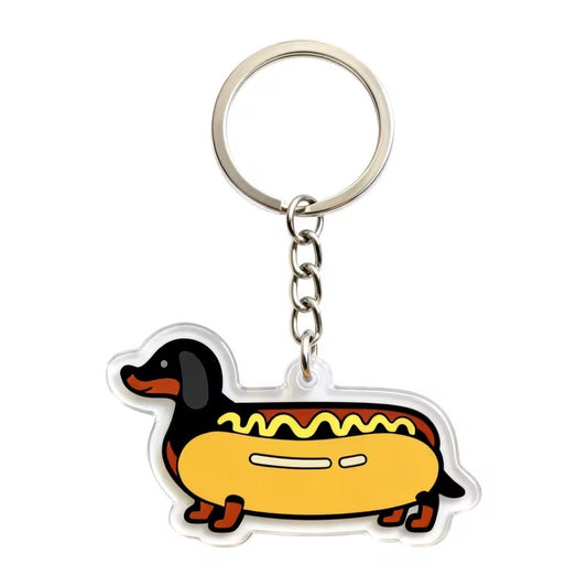 Hot Dog Jacket Dachshund Keyring