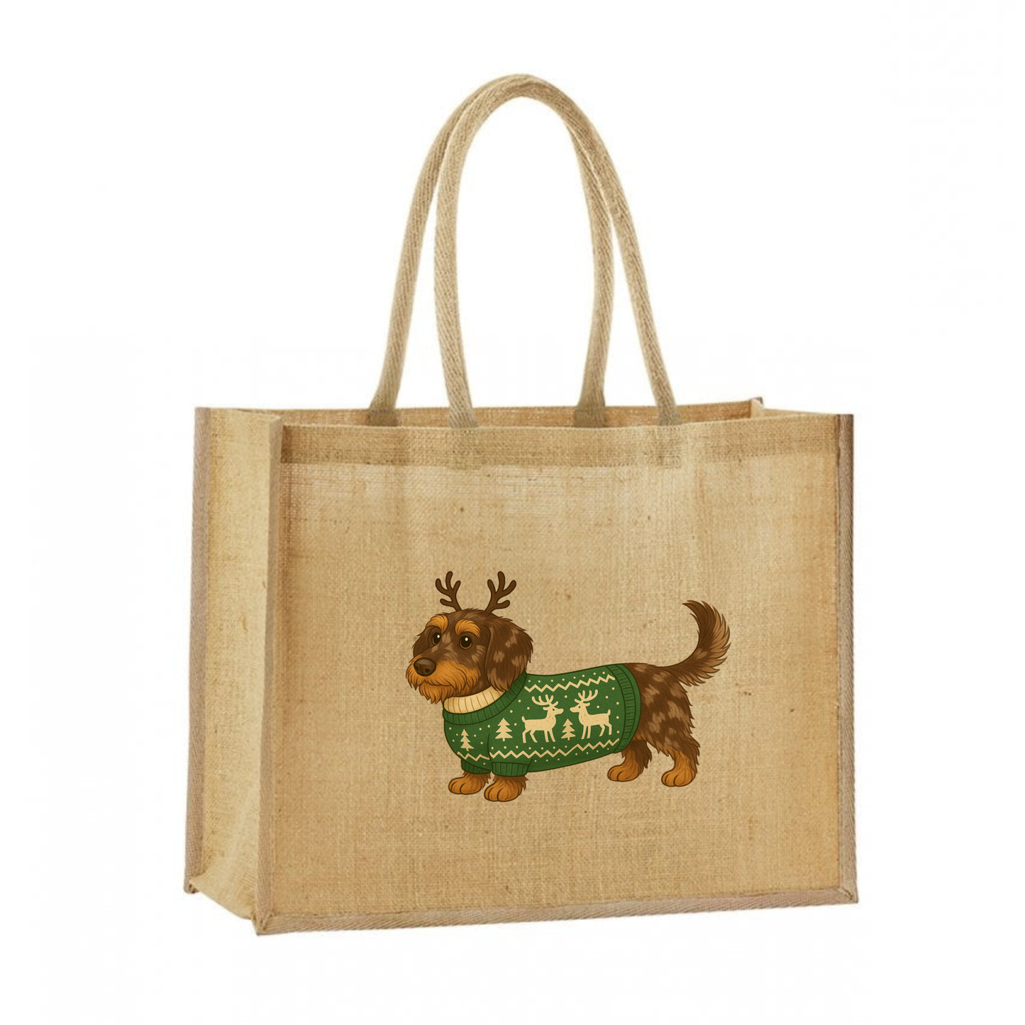 Christmas Dachshund Classic Jute Bag Shopper- 21 Designs to Choose From (Dispatch after 26th Nov)