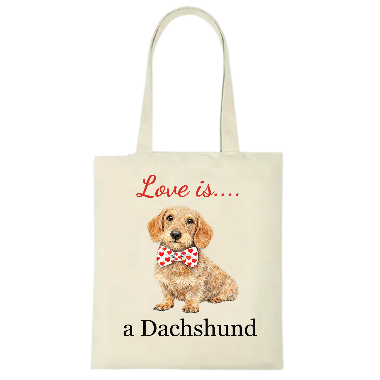 Love is... Personalised Dachshund Tote Bag - 22 options to choose from