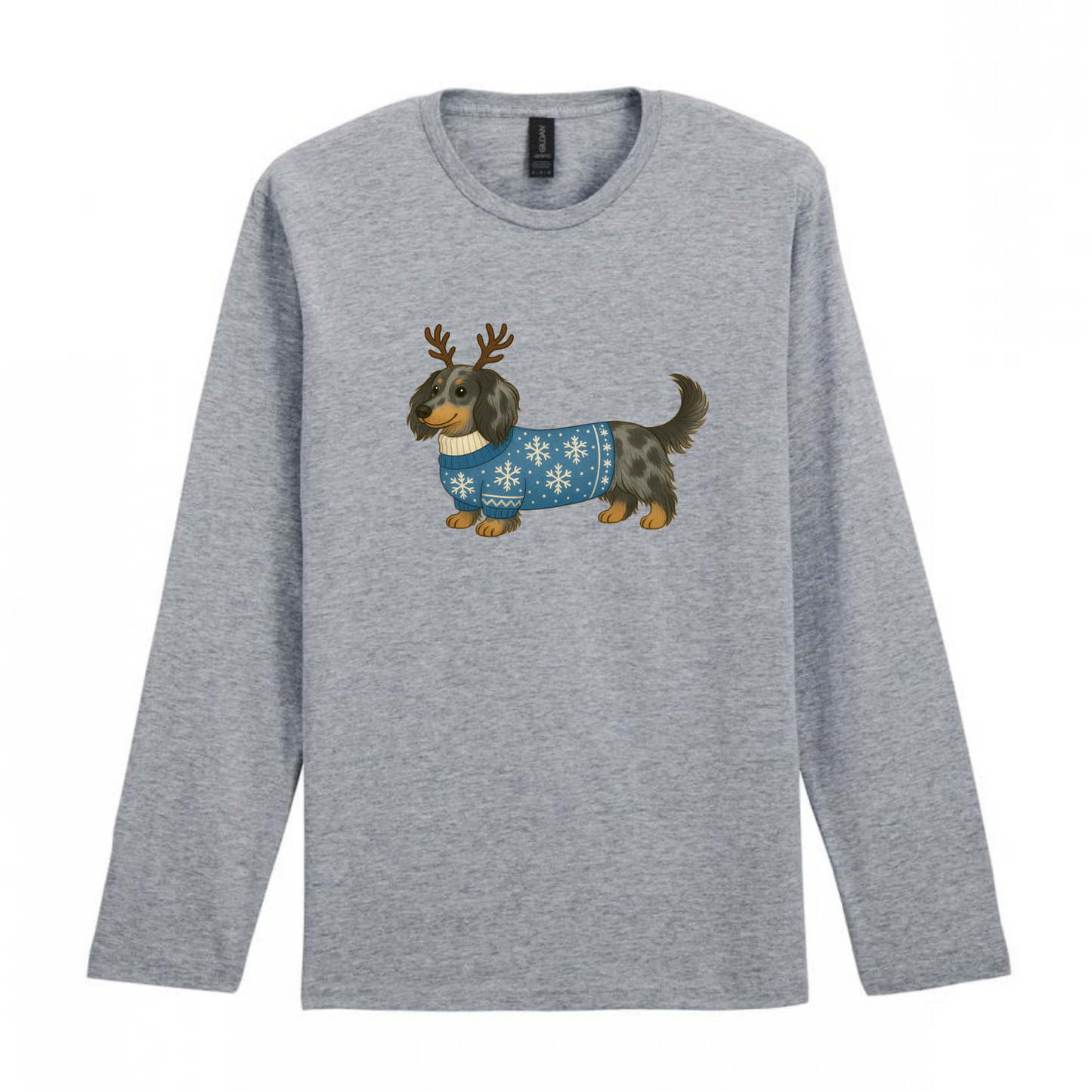Christmas Dachshunds Grey Long Sleeved T Shirt - 21 Designs to Choose From (Dispatch after 26th Nov)