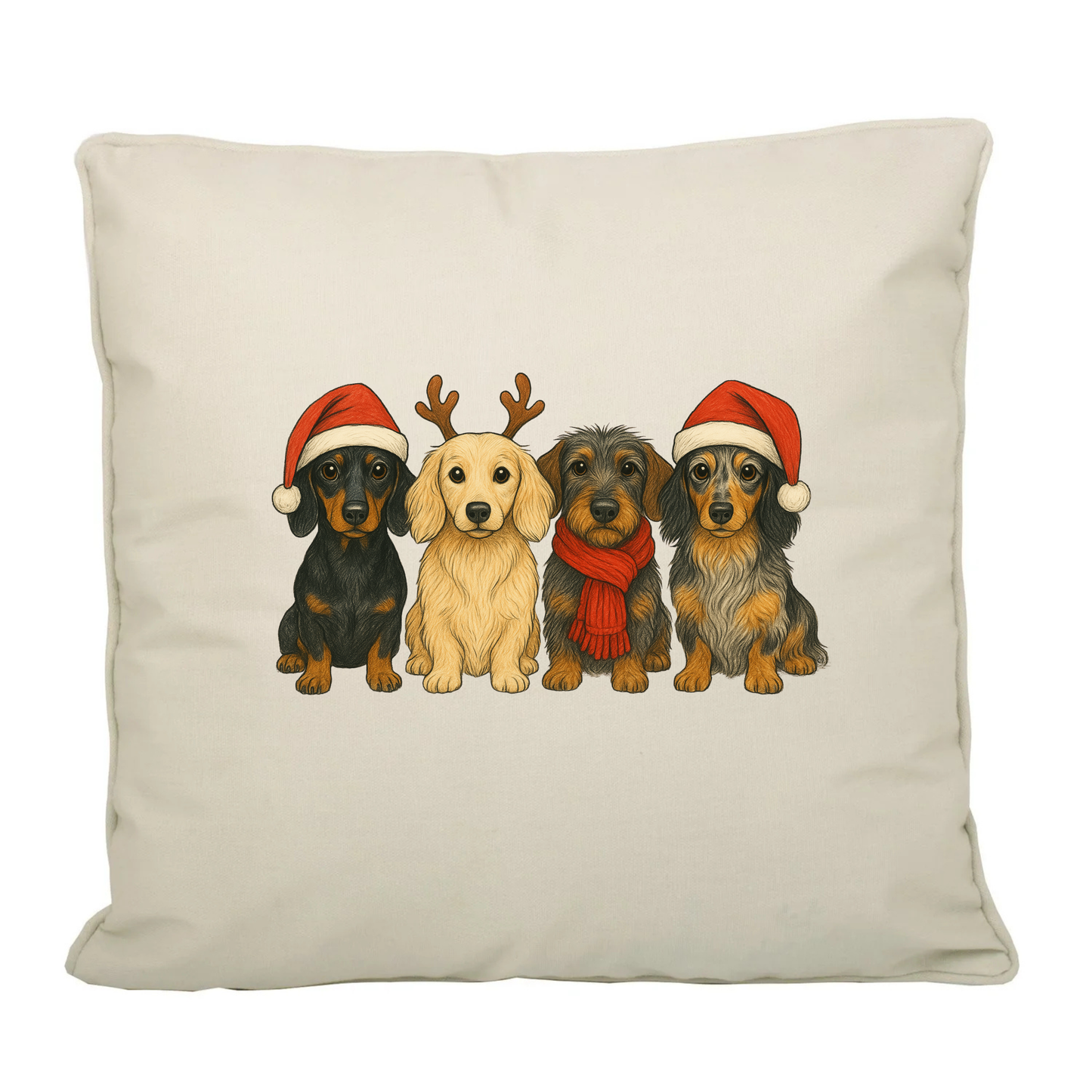 Christmas Dachshund Fairtrade Canvas Cushion Cover - 21 Designs to Choose From (Dispatch after 26th Nov)