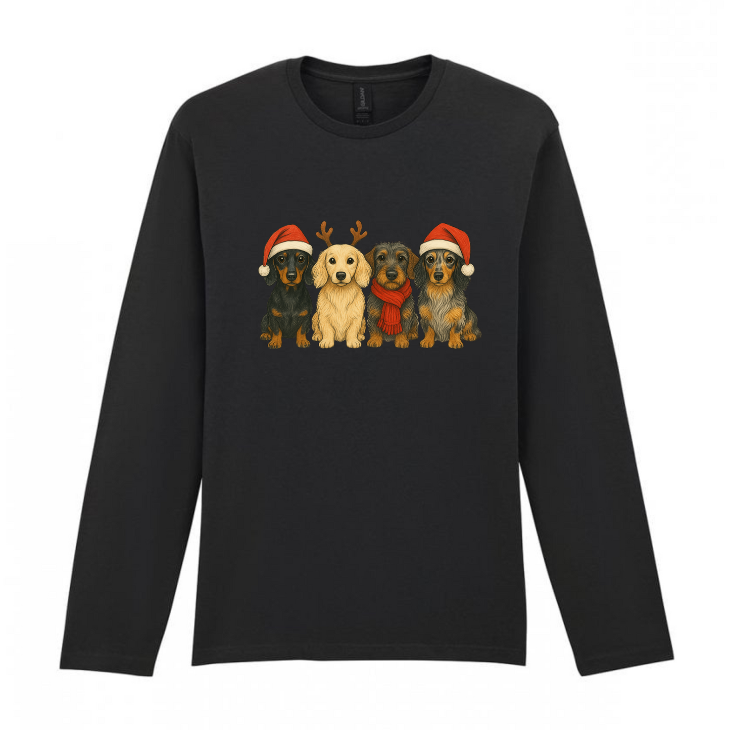 Christmas Dachshunds Black Long Sleeved T Shirt - 21 Designs to Choose From (Dispatch after 26th Nov)