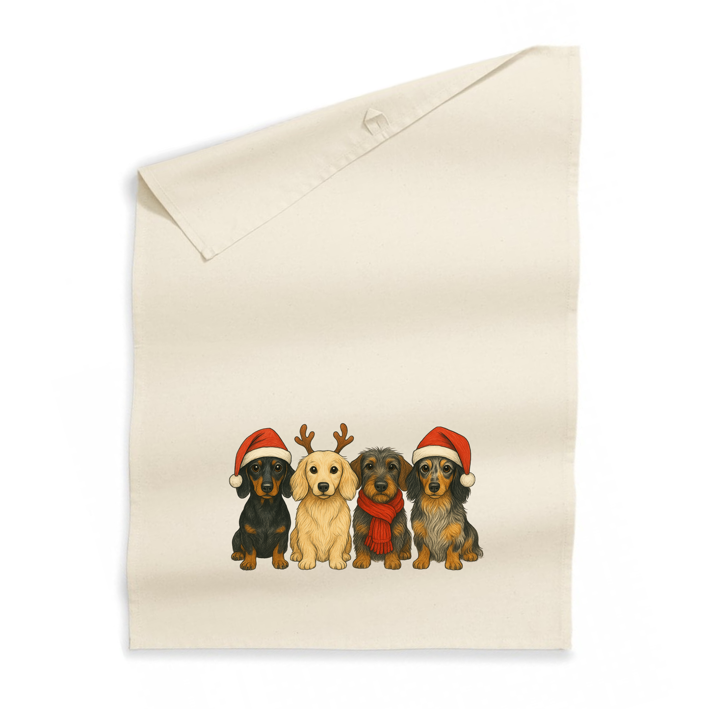 Christmas Dachshund Organic Cotton Tea Towel - 21 Designs to Choose From (Dispatch after 26th Nov)
