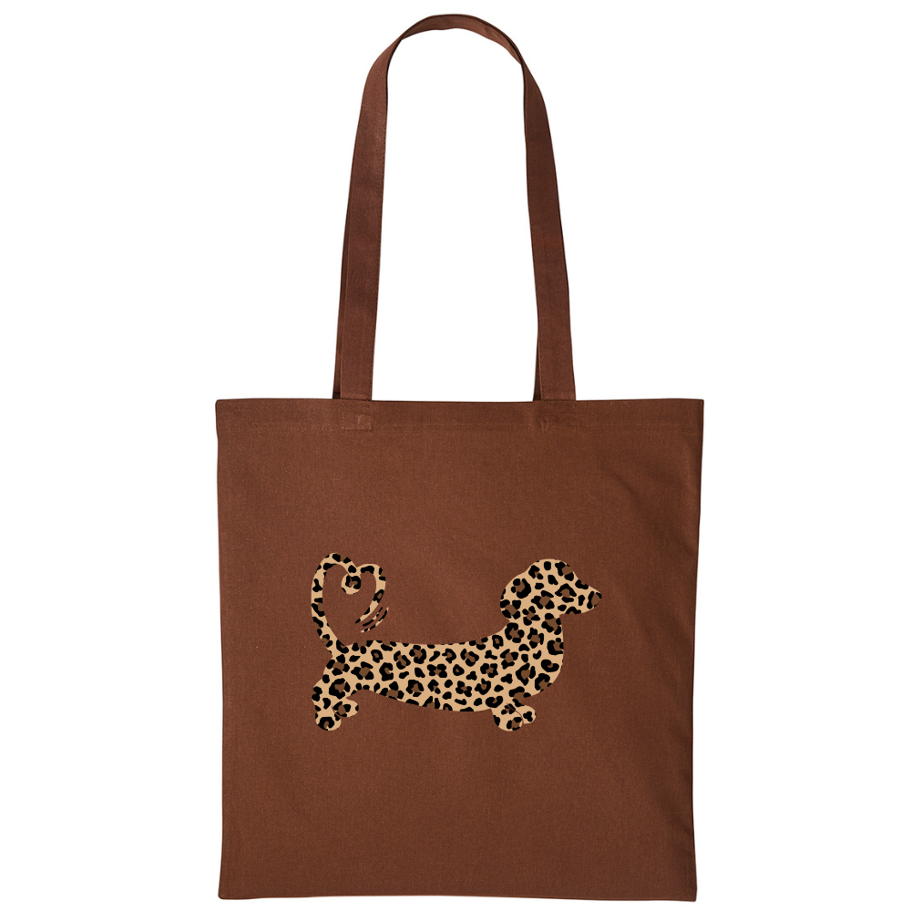 Leopard Print Dachshund Cotton Tote Bag