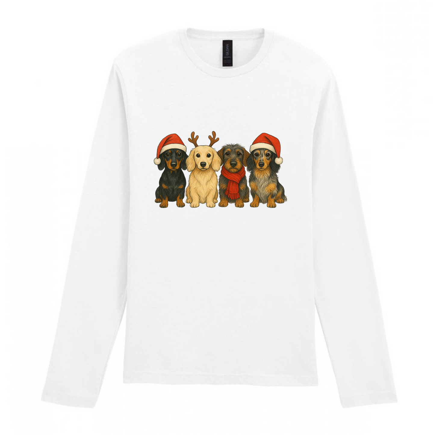 Christmas Dachshunds White Long Sleeved T Shirt - 21 Designs to Choose From (Dispatch after 26th Nov)