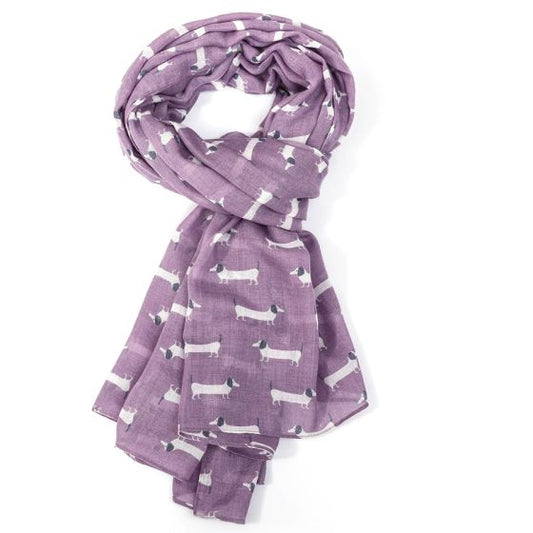 Cute Dogs Dachshund Scarf in Purple