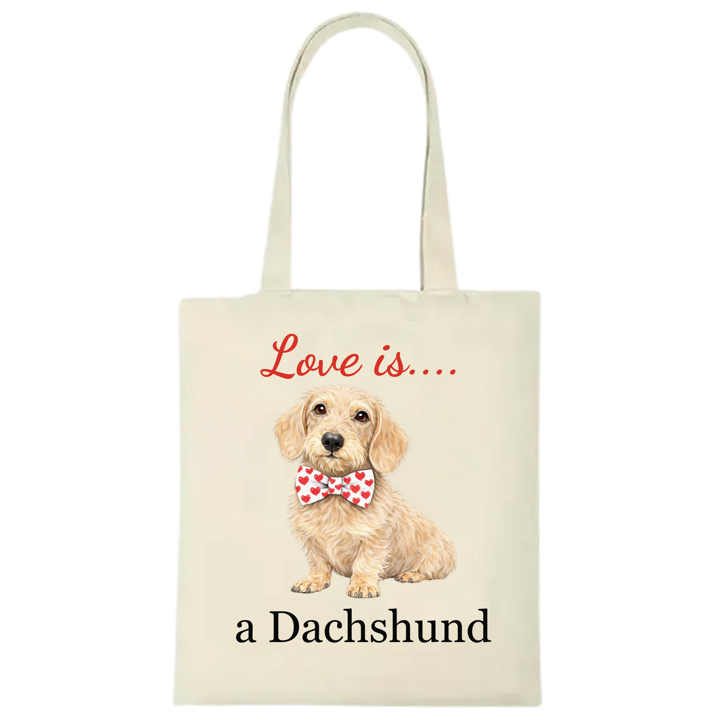 Love is... Personalised Dachshund Tote Bag - 22 options to choose from