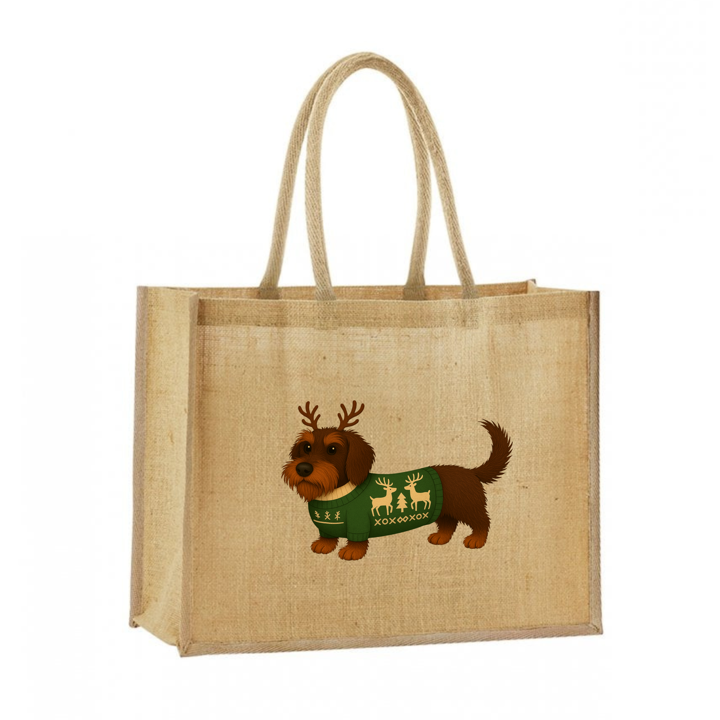 Christmas Dachshund Classic Jute Bag Shopper- 21 Designs to Choose From (Dispatch after 26th Nov)