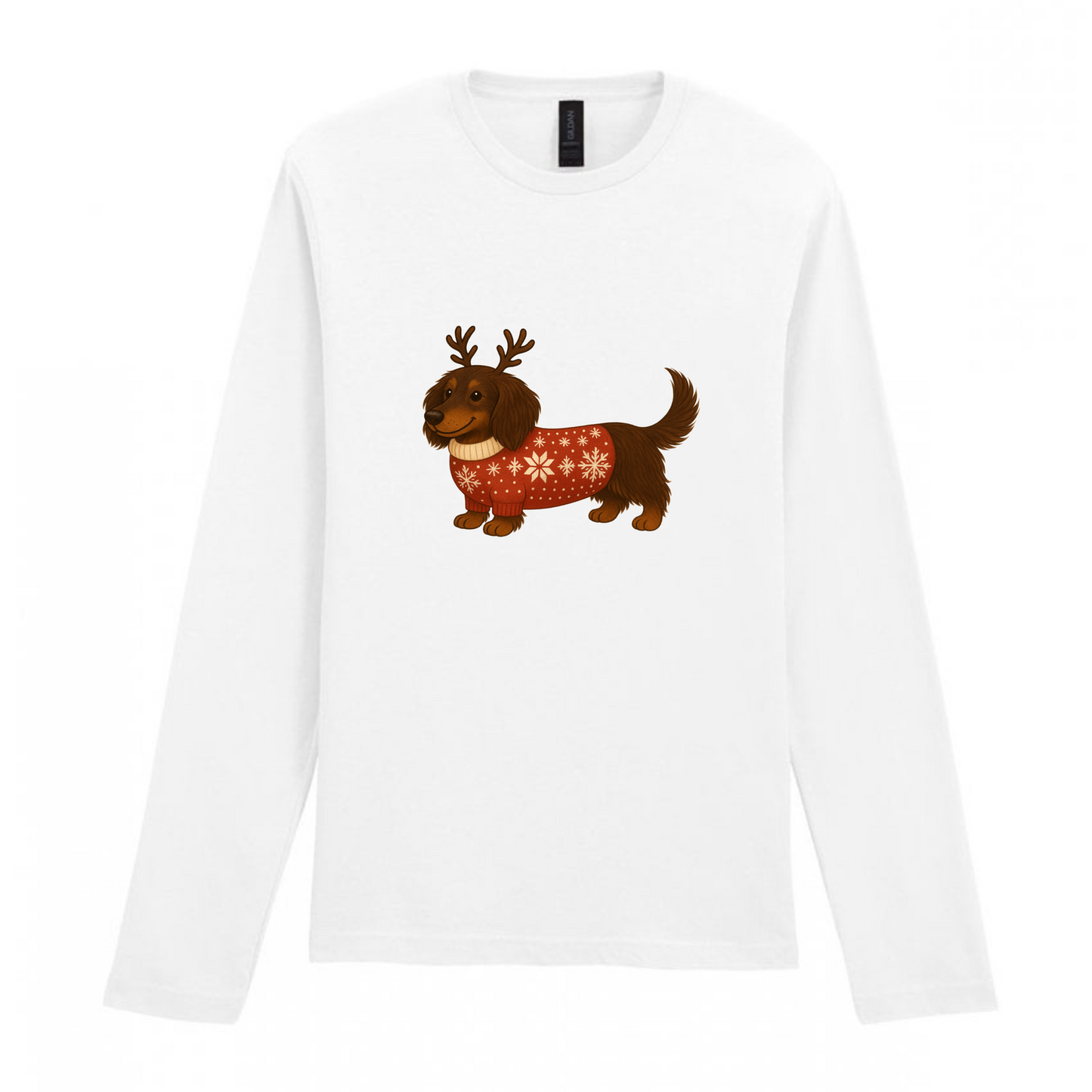 Christmas Dachshunds White Long Sleeved T Shirt - 21 Designs to Choose From (Dispatch after 26th Nov)