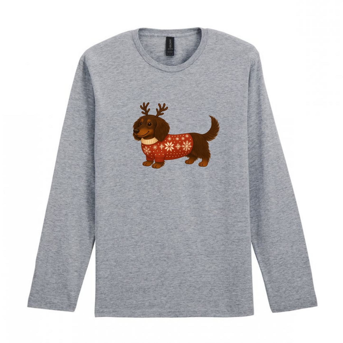 Christmas Dachshunds Grey Long Sleeved T Shirt - 21 Designs to Choose From (Dispatch after 26th Nov)