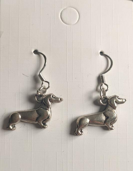 Sterling Silver Dachshund Hook Earrings image 0