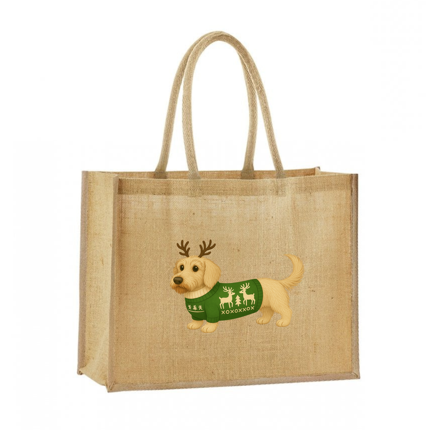 Christmas Dachshund Classic Jute Bag Shopper- 21 Designs to Choose From (Dispatch after 26th Nov)