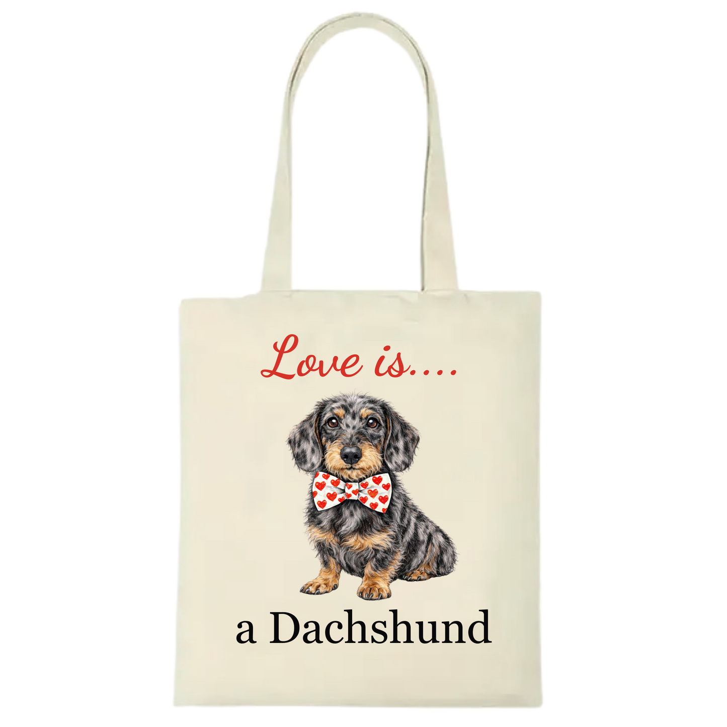 Love is... Personalised Dachshund Tote Bag - 22 options to choose from