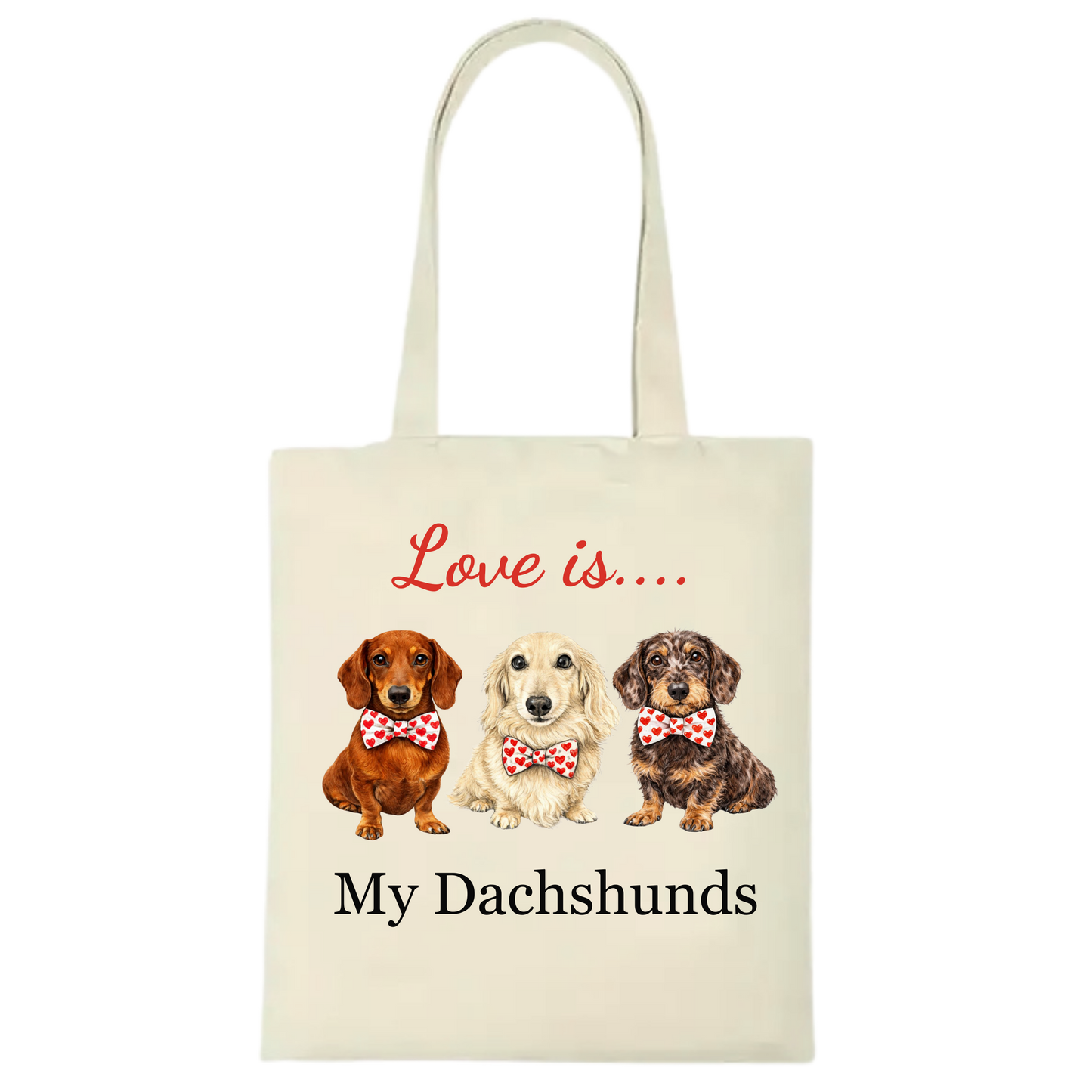 Love is... Personalised Dachshund Tote Bag - 22 options to choose from