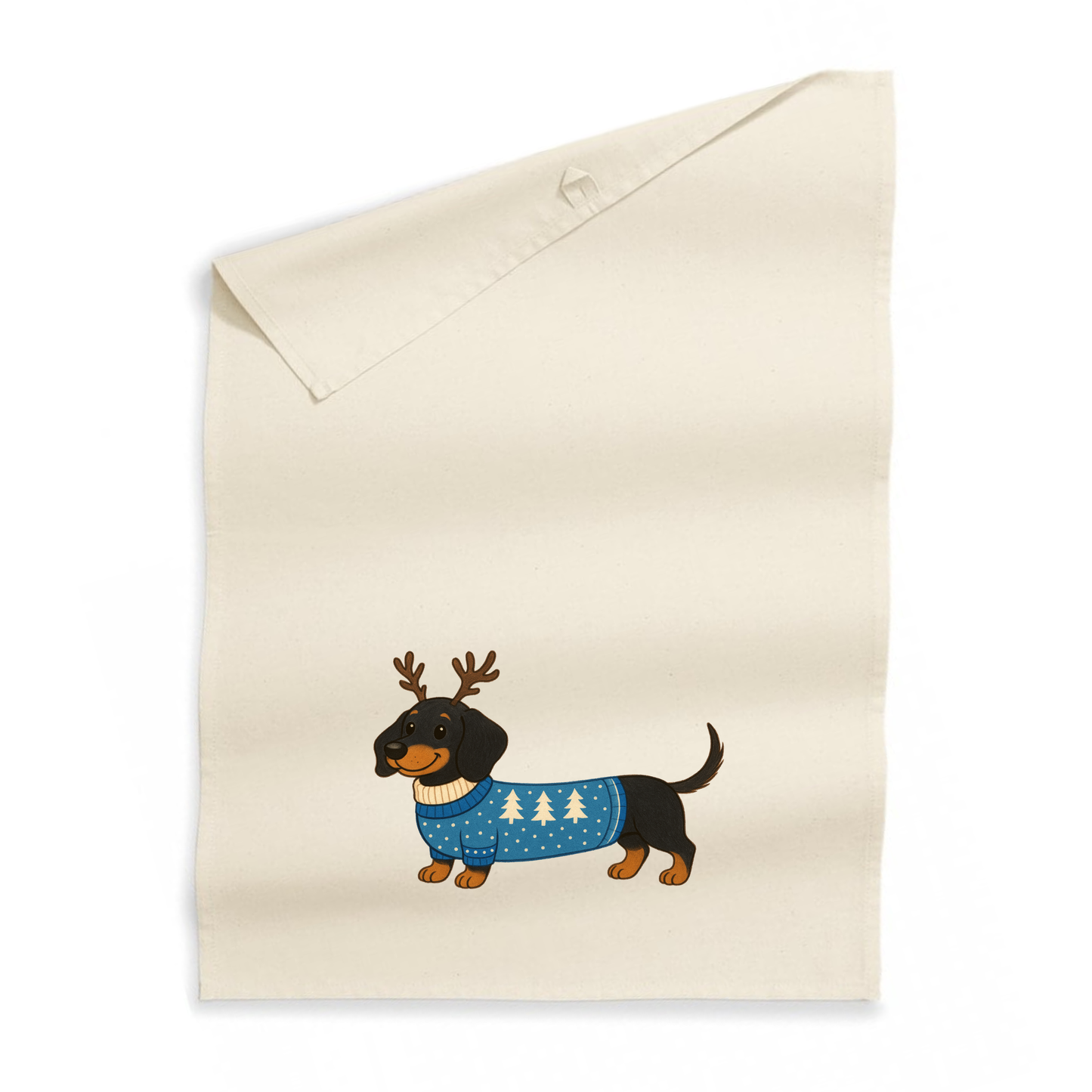 Christmas Dachshund Organic Cotton Tea Towel - 21 Designs to Choose From (Dispatch after 26th Nov)