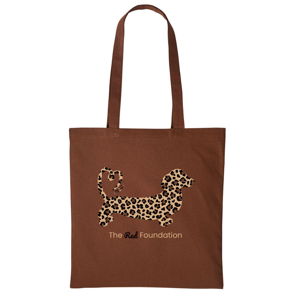 Leopard Print Dachshund Cotton Tote Bag