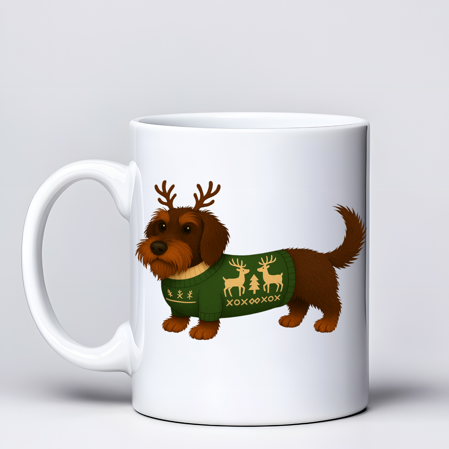 Wire Haired Dachshund Christmas Mugs - Choice of Colours (Dispatch after 26th Nov)