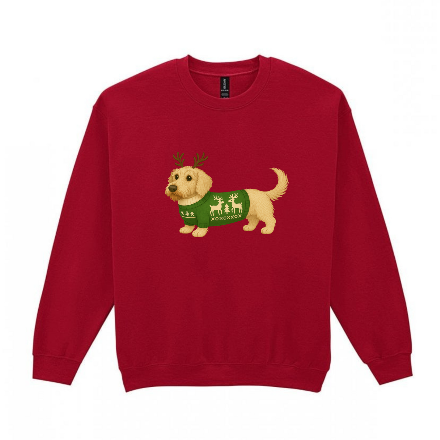 Christmas Cream (Red) Wire Hair Dachshunds Sweaters - Available in 8 Colours (Dispatch after 26th Nov)