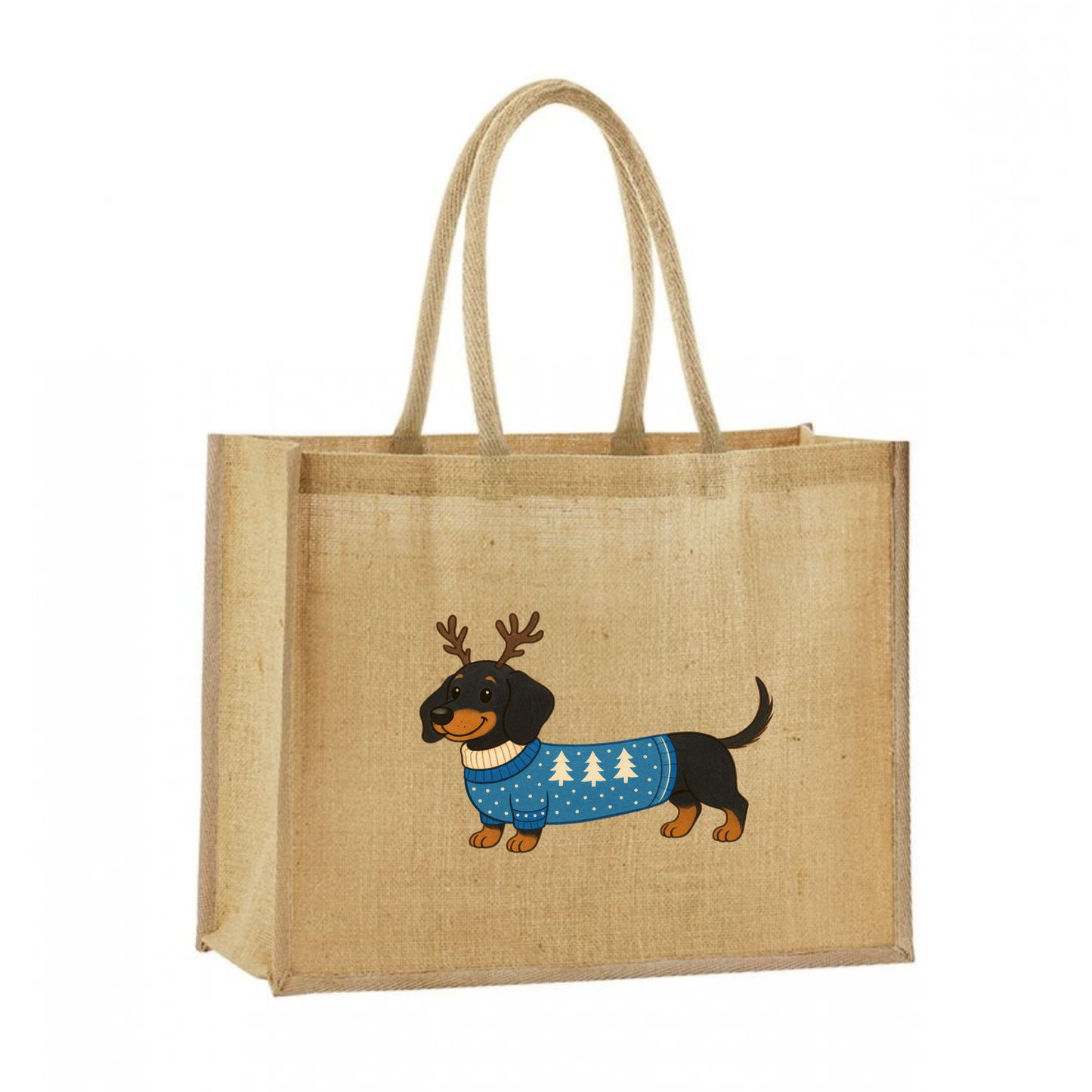 Christmas Dachshund Classic Jute Bag Shopper- 21 Designs to Choose From (Dispatch after 26th Nov)