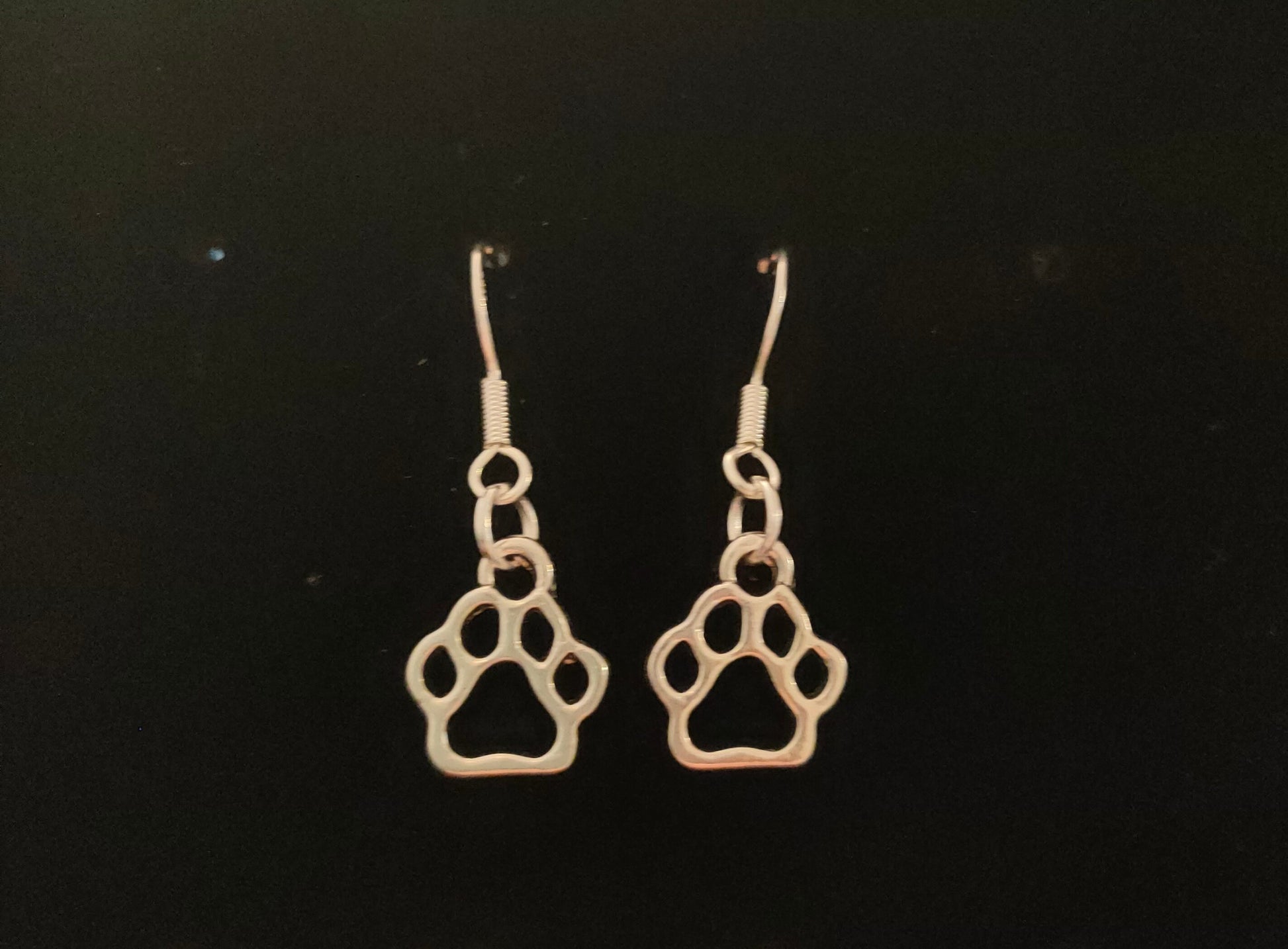 Sterling Silver Paw Print Hook Earrings image 1