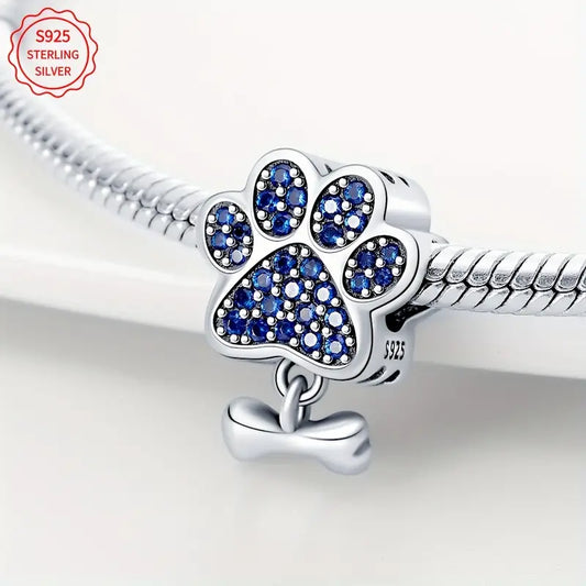 Paw & Bone Shaped Charm - 925 Sterling Silver