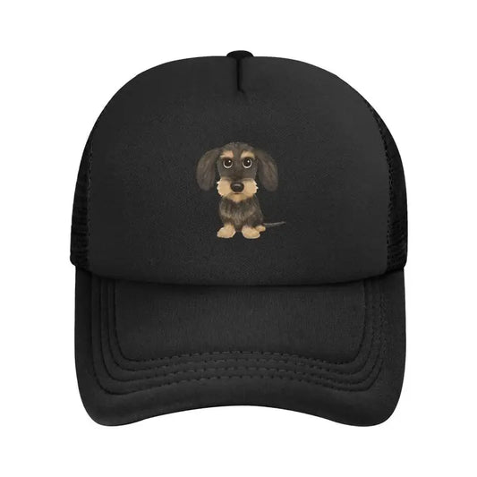 Black Unisex Wire Haired Dachshund Baseball Hat