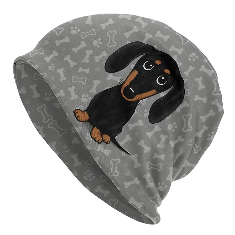 Unisex Dachshund Print Pullover Slouch Beanie Hat