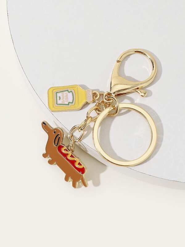 Hot Dog & Mustard Keyring image 0