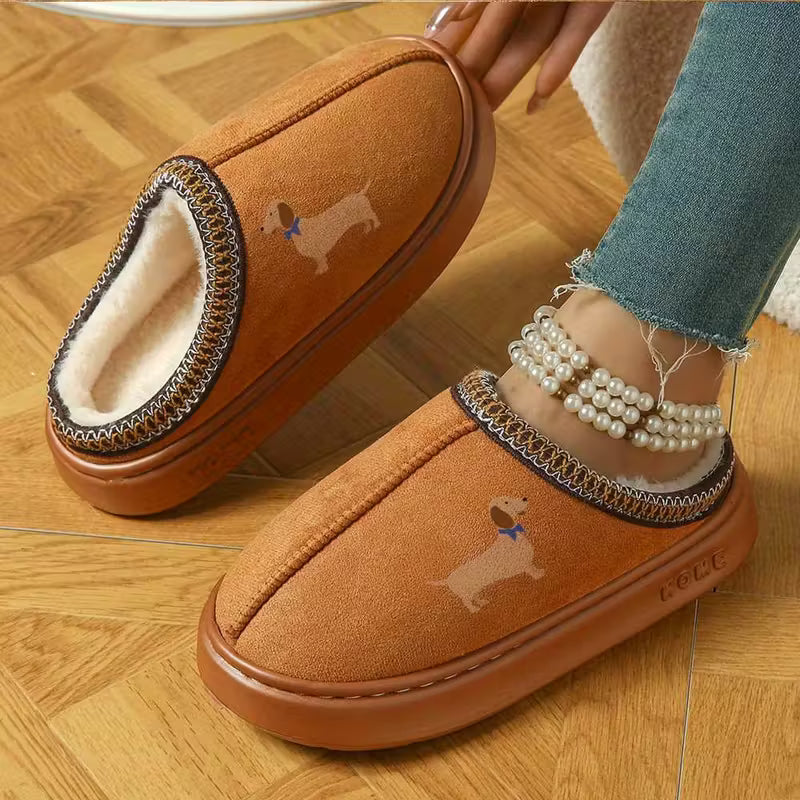 Dachshund with Bowtie Slip on Slippers - 4 Colours to Choose From