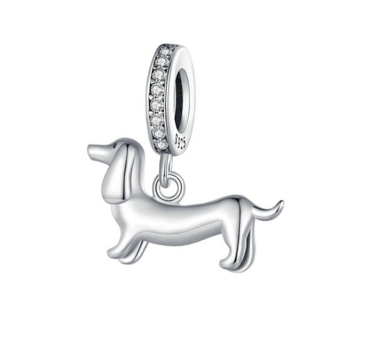 Dachshund Sterling Silver Charm - bracelet or necklace image 0