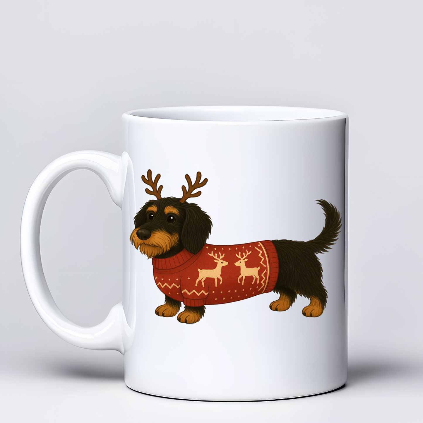 Wire Haired Dachshund Christmas Mugs - Choice of Colours (Dispatch after 26th Nov)